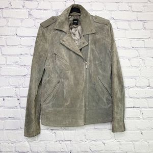 Oasis 100% Leather Suede Moto Jacket Large